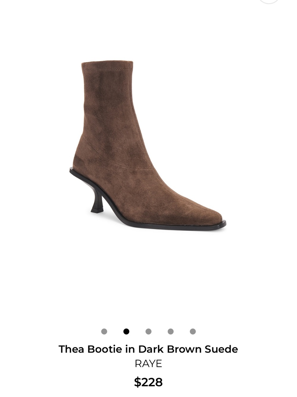 RAYE Chocolate Brown Suede Mid-Kitten Heel Ankle Boots